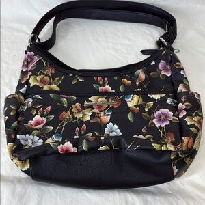 Rosetti Black Shoulder Bag with Floral Design